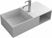 Мивка за баня ICB 8240, стенен монтаж, с отвор за смесител, полимермраморен камък, бял, 80x40x20см