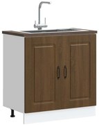 853454 vidaXL Шкаф за мивка, Kalmar, кафяв дъб, 80x46x81,5см, инженерно дърво