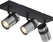 Плафон с прожектори черен с димно стъкло 3 светлини въртящи се и накланящи се - Gianni