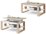 НУО Дъб Сонома/Бял мат -МОДЕРНА ХОЛНА МАСА С ПОВДИГАЩ СЕ ПЛОТ