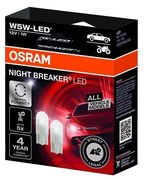 КОМПЛЕКТ 2x LED крушки NIGHT BREAKER W2.1x9.5d/1W/12V 5700K - Osram