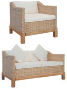 278616 vidaXL Комплект дивани с възглавници, 3 части, естествен ратан