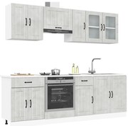 3314835 vidaXL Комплект кухненски шкафове от 8 части "Lucca", бетонно сив, инженерно дърво