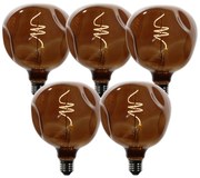 Комплект от 5 димируеми LED крушки E27 T125 кафяви 4W 120 lm 1800K