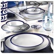 Комплект за хранене 24 части бял/син/порцелан
