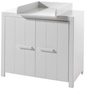 Бял нисък детски скрин от масивен бор с маса за преповиване 100x96 cm ERIK – Vipack