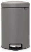 Кош за боклук с педал Brabantia NewIcon 1001090, 12 л, Плавно затваряне, Противоплъзгаща основа, Минерално покритие, Сив