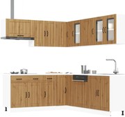 3314930 vidaXL Комплект кухненски шкафове от 11 части Lucca занаятчийски дъб