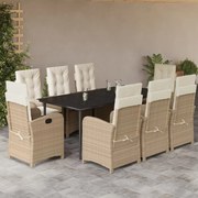 3212379 vidaXL Градински комплект с възглавници, 9 части, бежов полиратан