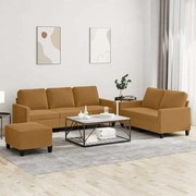 3201533 vidaXL Комплект дивани от 3 части с възглавници, кафяв, кадифе