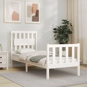 3192387 vidaXL Рамка за легло с табла бяла Small Single дърво масив