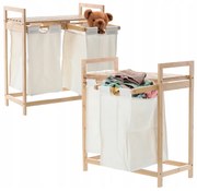 Рафт за баня с кош за пране от бамбук 64x33x73 cm