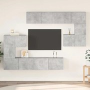3079143 vidaXL Комплект ТВ шкафове от 8 части, бетонно сив, инженерно дърво