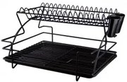 Horecano - Метален сушилник за съдове и прибори на 2 етажа, черен (TB01)