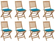 3075132 vidaXL Сгъваеми градински столове с възглавници 8 бр акация масив