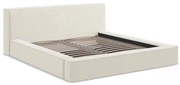 Кремаво тапицирано двойно легло с място за съхранение и решетка 140x200 cm Noho - Makamii
