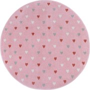 Розов детски килим ø 140 cm Little Hearts - Hanse Home