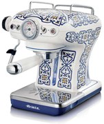 Кафемашина Ariete Capri 1389/1C, 850W, 15 bar, 0.9 л, Стиймър за мляко, Мляно и ESE дози, Бял/син