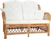 325474 vidaXL 2-местен диван, светлокафяв, ратан