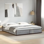 3279825 vidaXL Рамка за легло, сив сонома, 200x200 см, инженерно дърво и метал