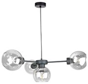 Пендел KALIOPE 4xE27/60W/230V черен/прозрачен