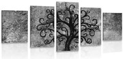 картини от 5 части – Черно-бяло дърво на живота