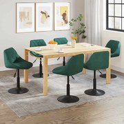 3088805 vidaXL Въртящи се трапезни столове, 6 бр, тъмнозелени, кадифе