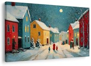 Картина на платно – Коледна улица през нощта
