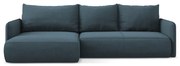 Син разтегателен ъглов диван с място за съхранение (ляв ъгъл) Nanea – Makamii