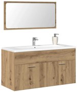 856382 vidaXL Шкаф за баня с огледало, занаятчийско инженерно дърво от дъб