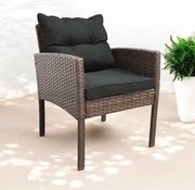 Кафяв градински фотьойл от техноратан SFS078-SC със сиви възглавници