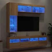 3216759 vidaXL Комплект ТВ стенни шкафове, 7 части, с LED светлини, сонома дъб