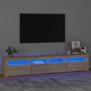 3152732 vidaXL ТВ шкаф с LED осветление, дъб сонома, 240x35x40 см