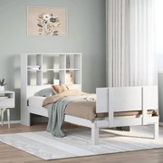 3322661 vidaXL Легло с етажерка за книги, без матрак, 90x200 см, бор масив