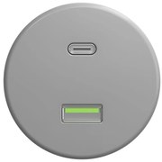 Kliklap - Ретро USB гнездо A+C без рамка, сиво