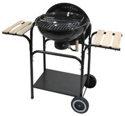 Преносим грил на въглища черен/дървен