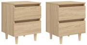 805858 vidaXL Нощни шкафчета с крака от бор масив 2 бр дъб сонома 40x35x50 см