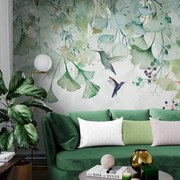 Тапет – Зелени листа с колибри
