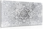 Картина на платно – Етническа Мандала в черно-бяло изпълнение