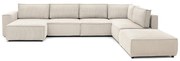 Кремав ъглов U-образен диван от велур, десен ъгъл Nihad modular - Bobochic Paris