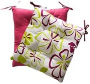 Възглавничка за стол двулицева 45 х 45см - Червена с цветя