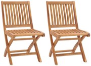 315105 vidaXL Сгъваеми градински столове, 2 бр, тиково дърво масив