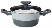 Тенджера със стъклен капак Tasty 678536, 20 см, 2.5 л, Индукция, Алуминий, Незалепващо покритие, Сив