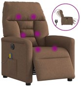 3303026 vidaXL Електрически масажен реклайнер стол, кафяв, текстил