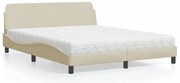 3208429 vidaXL Легло с матрак Dover, кремаво, 160x200 см, плат