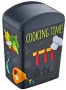 Horecano - Пластмасов кош за смет / отпадъци с люлеещ капак 5л с декор "Cooking" HOME-(TRN-194-01)