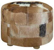 244548 vidaXL Пуф табуретка, козя кожа, кръгла, 50x50x45 см