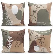 Комплект от 4 калъфки за възглавници Drawing Face, 43 x 43 cm - Minimalist Cushion Covers