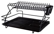 Horecano - Метален сушилник за съдове и прибори на 2 етажа, черен (TB01)