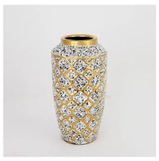 Керамична ваза 25x13 см бял/златист/черен